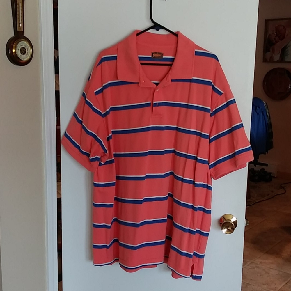 Men's casual button down shirt orange blue white